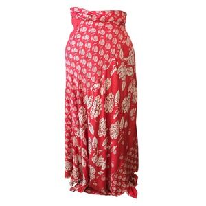 TYSA Made in USA Red Floral Wrap Maxi Skirt Size 2/3 Rayon Boho‎